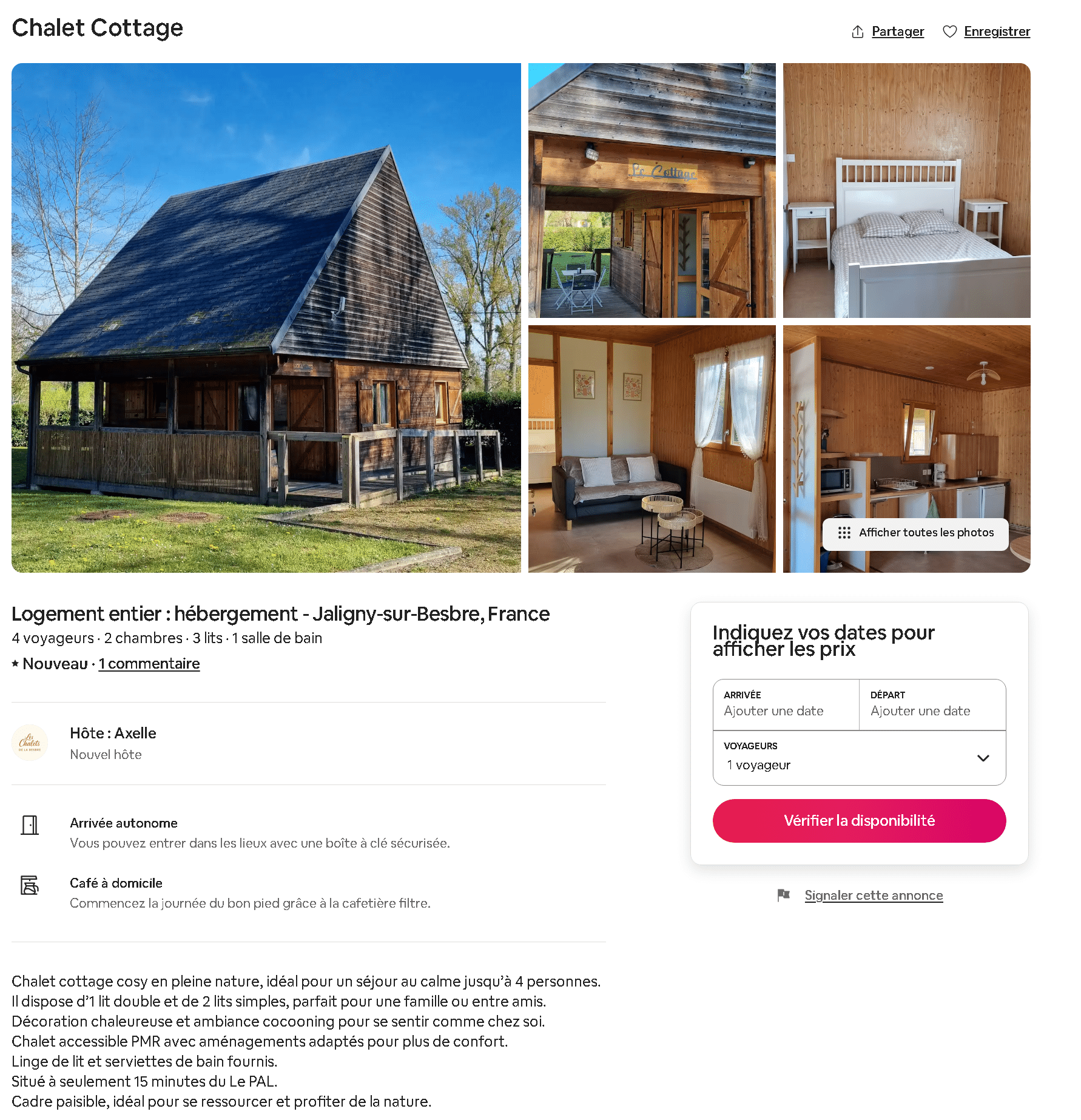 Le Cottage aux Chalets de la Besbre à Jaligny-sur-Besbre