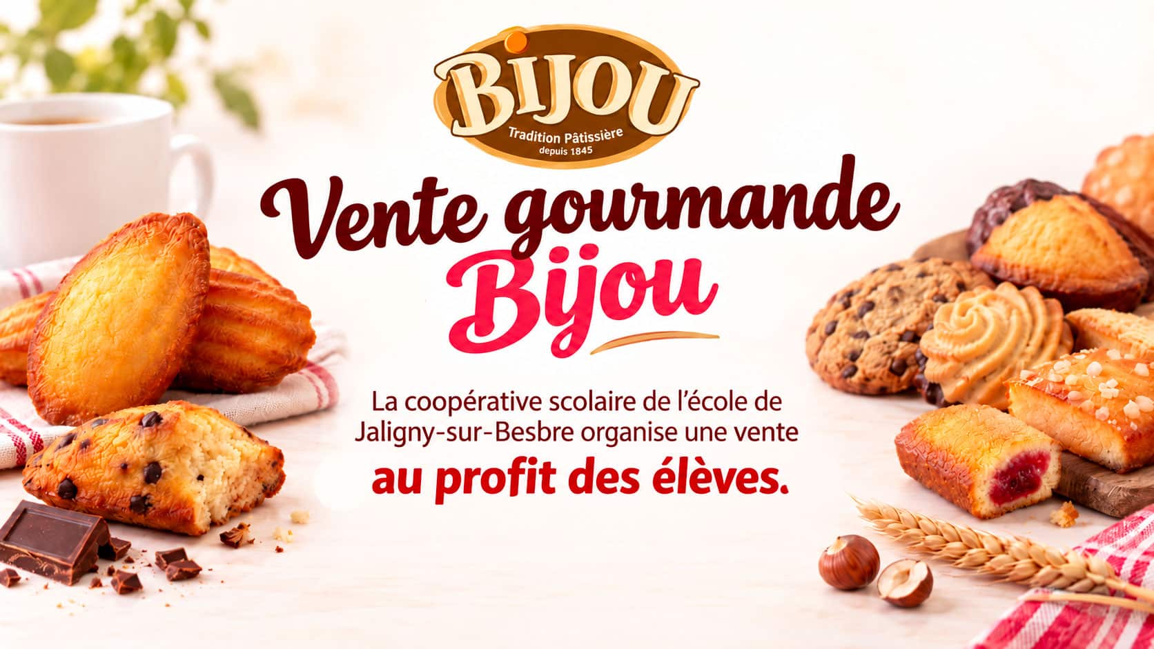 Vente gourmande Bijou organisée au profit des élèves de l’école de Jaligny-sur-Besbre