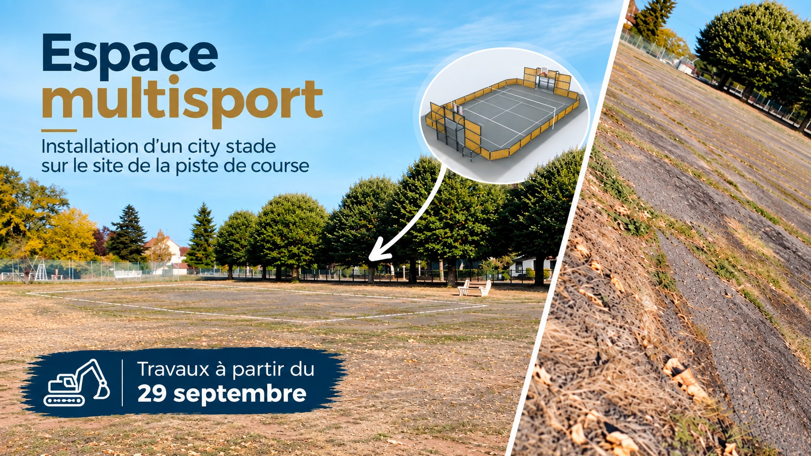 Projet d'espace multisport à Jaligny-sur-Besbre : état initial du terrain et présentation du futur city stade