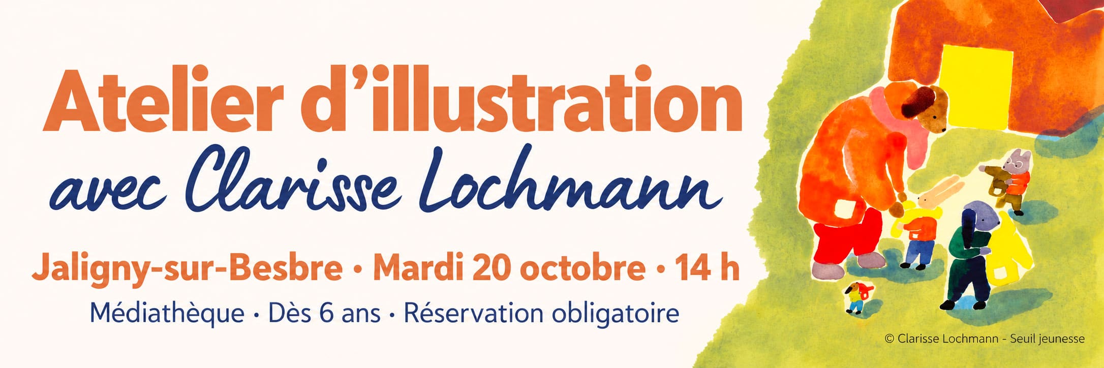 Atelier d’illustration avec Clarisse Lochmann à la médiathèque de Jaligny-sur-Besbre, mardi 20 octobre à 14 h, dès 6 ans et sur réservation.